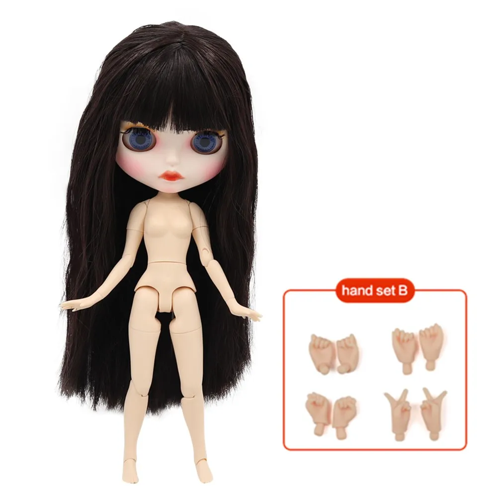 ICY 1/6 Blyth Кукла № 0312 каштановые волосы с белой кожей Обнаженная кукла, индивидуальные матовое лицо соединение тела - Цвет: B
