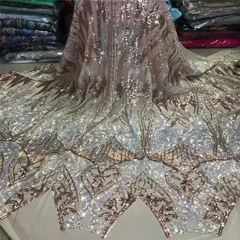 

Latest French Tulle Mesh Lace Fabric 2019 New Design Net lace with Sequins Embroidery Laces For Women Wedding Dresses 2l3082-698