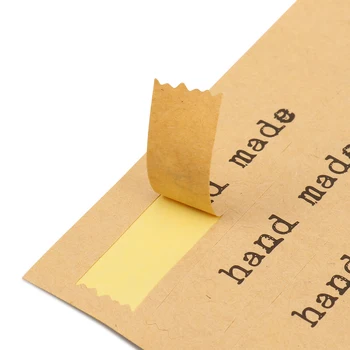 

100pcs/lot hand made Shredded style kraft paper adhesive sela sticker for baking for handmade products DIY work