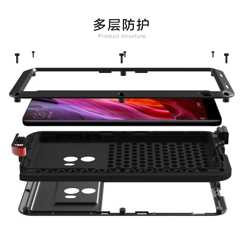 Защитный чехол Love Mei, водонепроницаемый чехол, для Xiaomi mi Mix 2, корпус, металлическая подставка, противоударный чехол для Xiaomi mi x 1