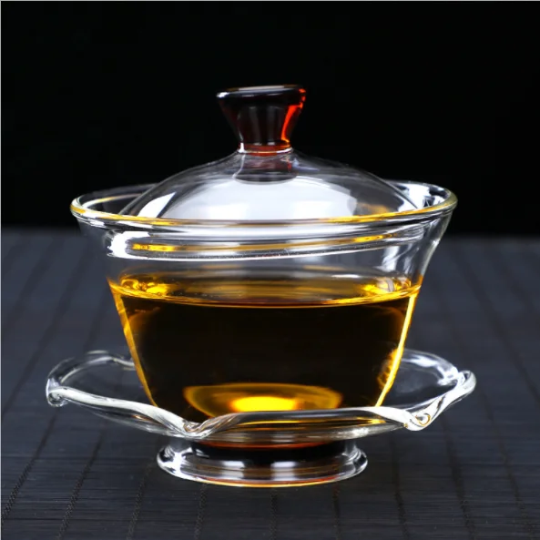150 мл стеклянная чайная чашка с блюдцем с крышкой Gongfu Цветочная чайная чашка B006 - Цвет: Red