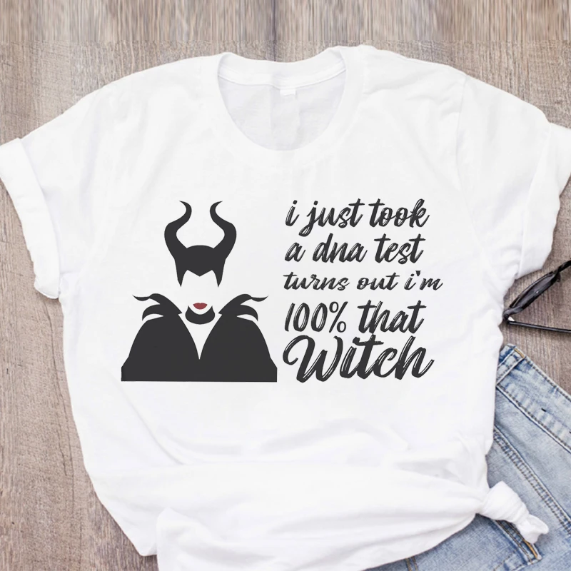 Graphic Cartoon Printed Basic Maleficent Evil Queen Villain T-shirt Shirt Happy Halloween Female Tee Shirt Women Tops - Цвет: bvr20007