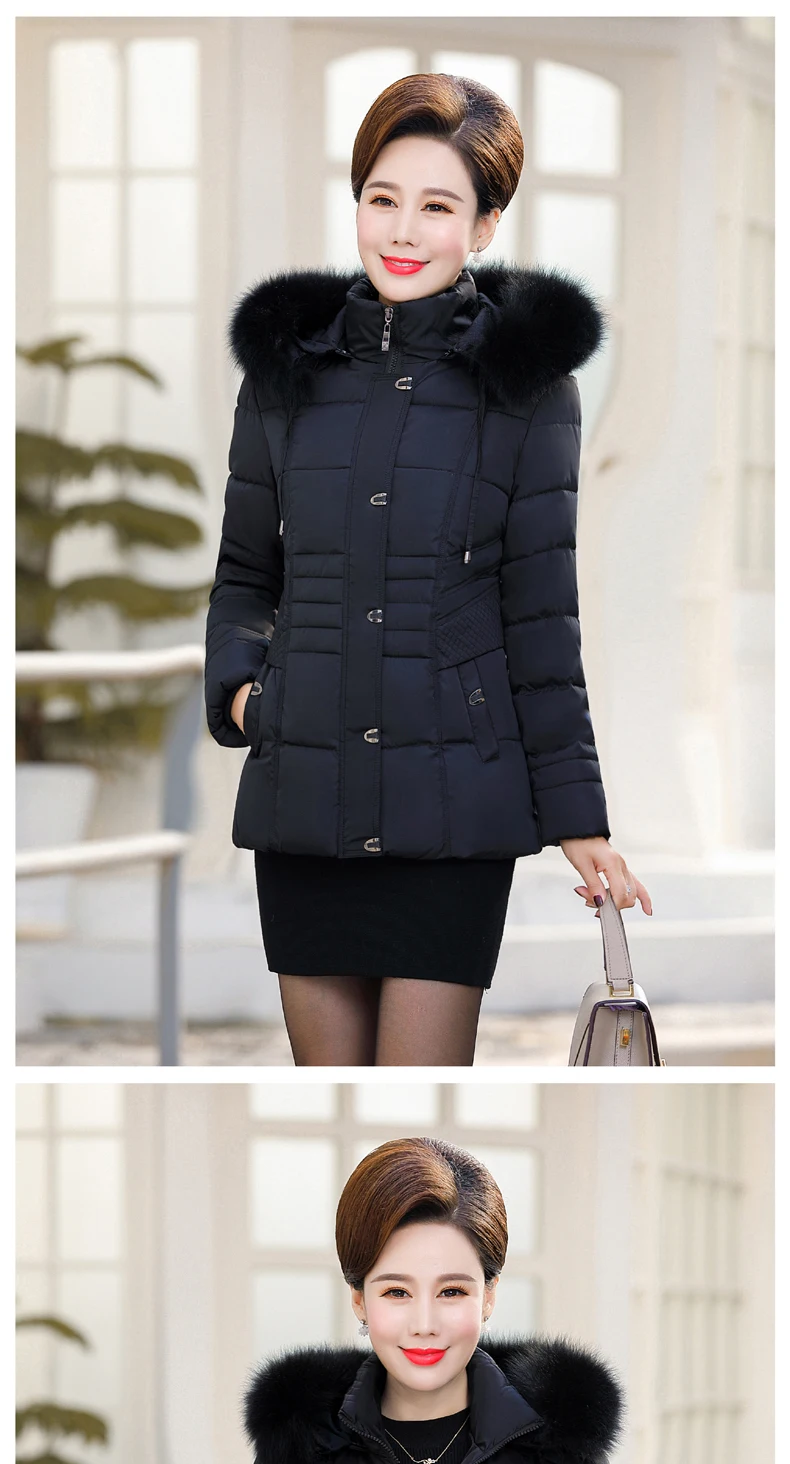Большие размеры, XL-6XL, зимняя куртка, новое женское пуховое хлопковое пальто, плотное теплое пальто, элегантное тонкое пальто с капюшоном и меховым воротником, Женская куртка
