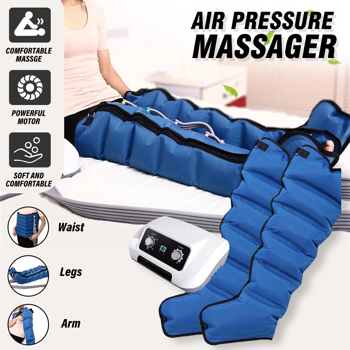 6 Air Chambers Leg Compression Massager Vibration Infrared Therapy Arm
