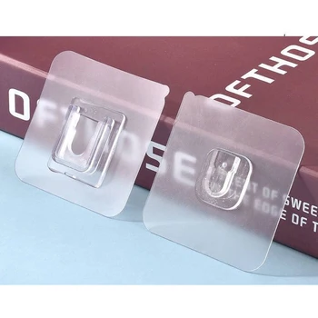 

Double-sided Adhesive Wall Hooks Transparent and Waterproof Stickers One Hook for Bathroom Outdoor Kitchen