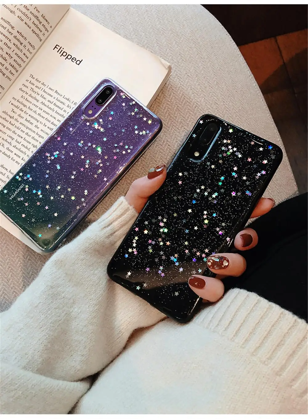 Прозрачные блестящие чехлы со звездами для huawei P20 P30 Pro Honor 9 10 Lite V20 mate 20 Nova 3i 3 2S P Smart P10 Plus эпоксидный блестящий чехол