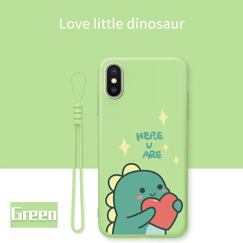 Силиконовый чехол для iPhone 6, 6 S, 7, 8 Plus, X, XR, Xs, Max, милый мультяшный чехол, силиконовый чехол, бампер для iPhone 11 Pro, Max, Funda, Coque Capa - Цвет: Love Dinosaur