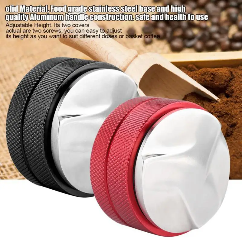 Espresso 58Mm Coffee Distributor Leveler Tool Macaron Coffee Tamper With Three Angled Slopes-Black