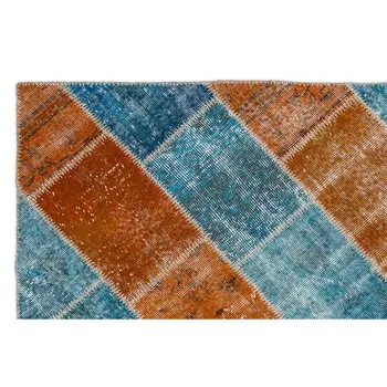 

Handmade Turquoise Vintage Overdyed Patchwork Area Rug 160x230 Cm-5'3''X7'7''