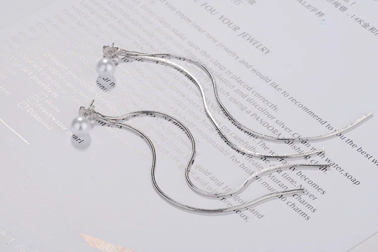 XIYANIKE 925 пробы серебряные корейские модные жемчужные серьги-гвоздики очаровательные женские ювелирные изделия с кисточками элегантные Геометрические вечерние аксессуары