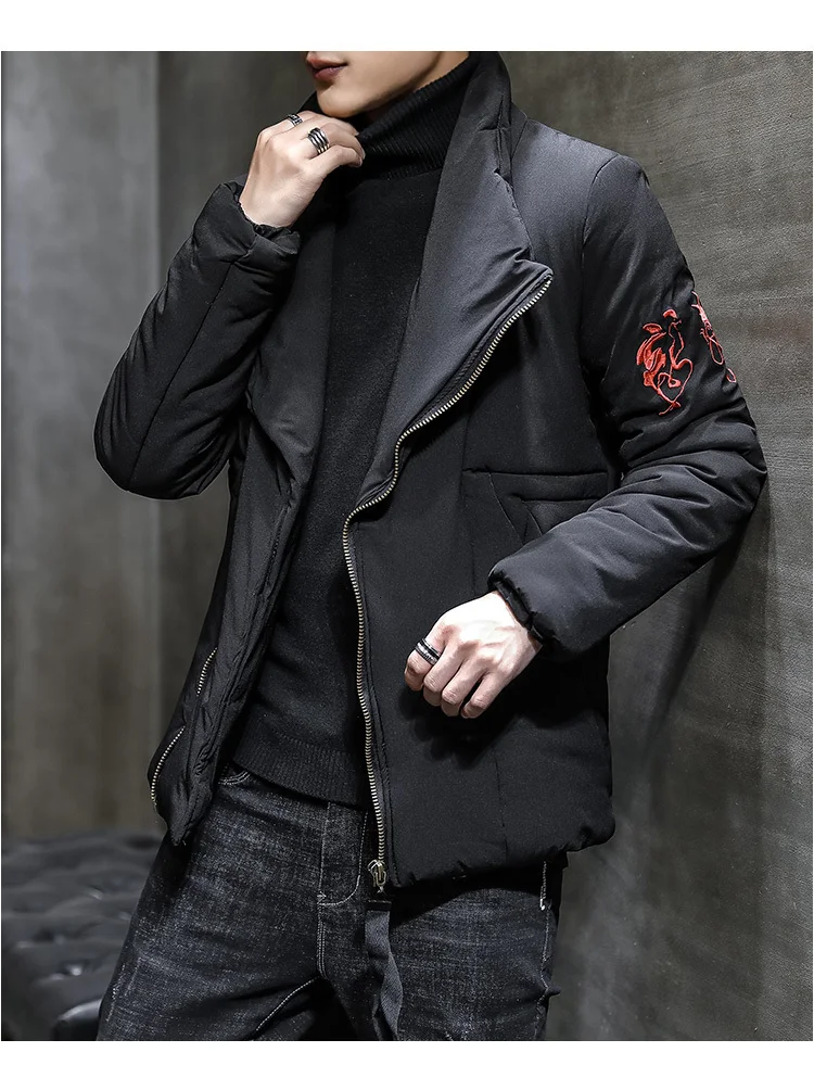 Уличная одежда с хлопковой подкладкой Winterjas Heren Casaco Masculino китайский хип-хоп куртка-бомбер на молнии с вышивкой пальто