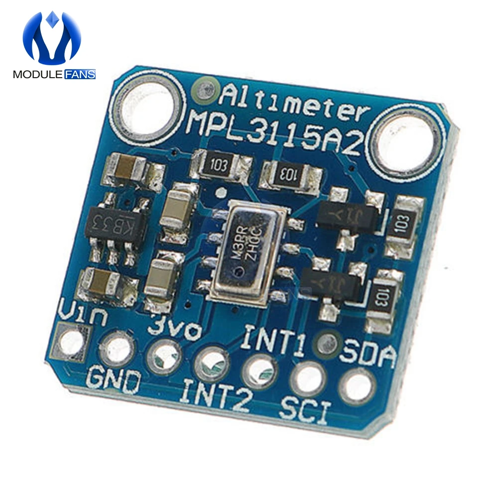 Capteur barométrique BMP280 V2.0 pour drone, placé à côté d'une règle pour échelle, avec composants électroniques.
