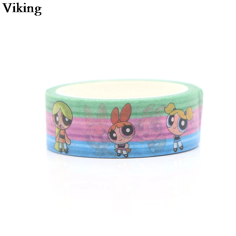 20 шт./компл. 15 мм X 5 м Powerpuff девушки декоративные васи ленты аниме милый клейкая лента Diy стикер для канцелярских товаров маскирующая лента G0120
