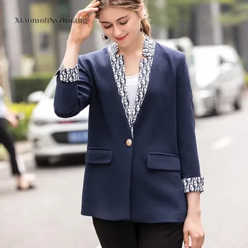 

Xiaomoli Suit coat, printed collar, lapel single button, fashion commuter top spring and summer 2020 new women's wear，only top