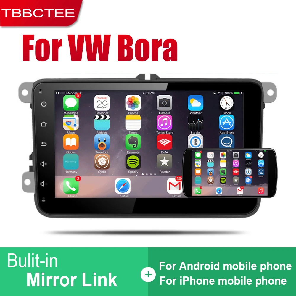 TBBCTEE Авто Радио 2 Din Android Автомобильный плеер для Volkswagen VW Bora 2005~ gps Навигация BT Wifi карта мультимедийная система