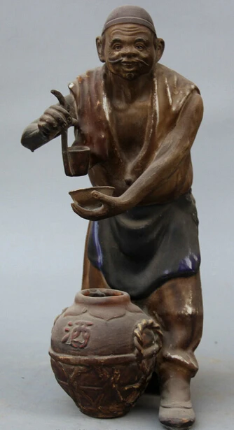 JP S0524 14 &quotКитайская керамика Wu Cai фарфор geezer старый человек пивоварня вина crock