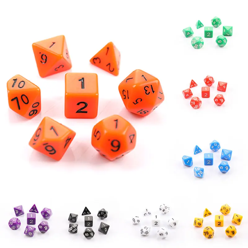 7 шт. набор игральных костей с бархатной сумкой для D4 D6 D8 D10 D12 D20 красочные