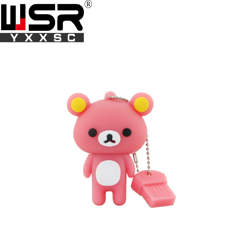Новая фигурка медведя рилаккума стиль usb2.0 ручка-накопитель 32 Гб 64 Гб 128 ГБ портативный мини Водонепроницаемый usb флеш-накопитель 4 ГБ 8 ГБ 16 ГБ силиконовый подарок