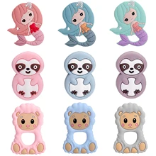1pc contas de silicone bebê mordedor sereia grau alimentício silicone roedor para recém nascidos chupeta corrente enfermagem pulseira acessórios presente