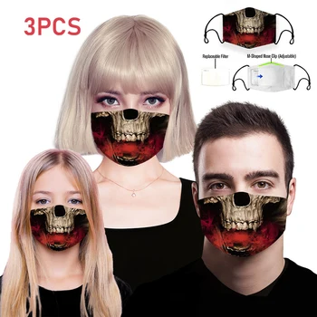 

Skull Mouth Mask Unisex PM2.5 Filter Paper Reusable Protection Dust Mask Droll Funny Fashion Windproof Face Mask Mouth Muffle