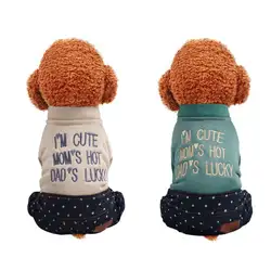Прочная Pet осень-зима теплый костюм для маленьких собак комбинезон с надписью 4 брюки с широкими штанинами, одежда