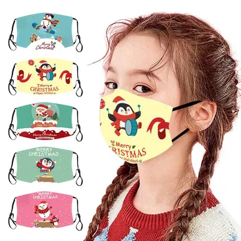 

1PCS Washable Reusable Polyester Face Mask Fashion Christmas Children Printing Filter Masks Face Mask Print Mouth Mascaras