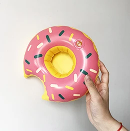 Pink donut 24 стиля мини надувной фрукт киви форма бассейн напиток держатель для бутылочек плавательная игрушка подставки для бутылка с жидким напитком - Цвет: Pink donut