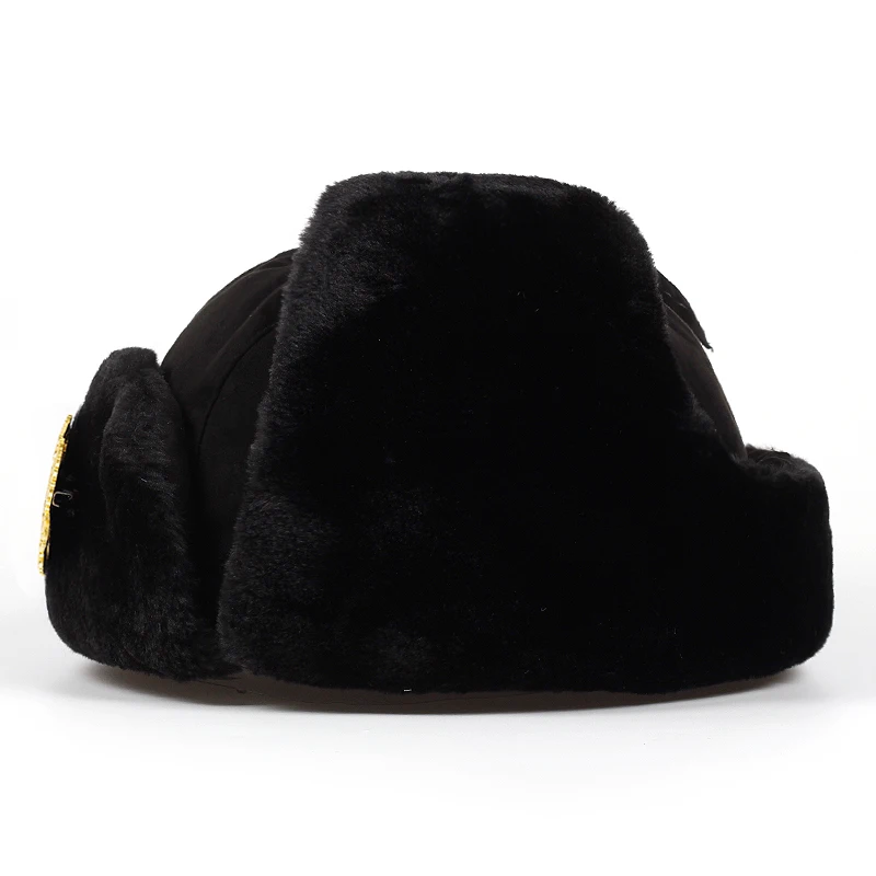 Men Russian national emblem Lei Feng Winter Hat Aviator Outdoor Ear Flaps Bomber Cap Russian Hats winter hat earflap hat