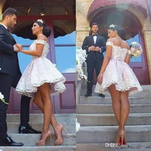 Элегантные платья для выпускного вечера А-силуэта с открытыми плечами Короткие мини-аппликации кружевные коктейльные платья