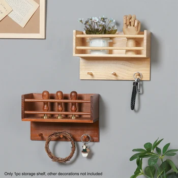 

Solid Wood Floating Shelf With 3 Pegs Wall Mounted Kitchen Home Clothes Storage Shelf Office Coat Hooks Bathroom Living Room