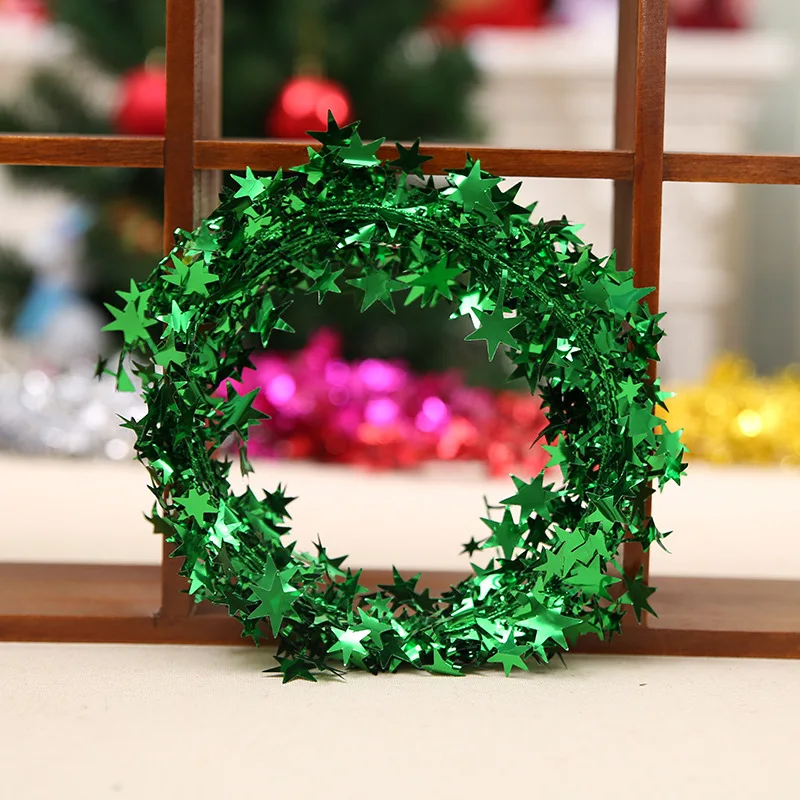 

10 pcs Christmas Tree Decor Ornaments Color Bar Iron Wire Pentagram Stars Rattan new arrival hot selling