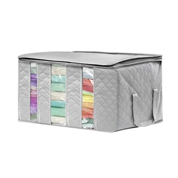 

Dustproof Sweater Clothes Blanket Large Storage Box Non-woven Fabric Wardrobe Clear Window Quilt Seal Home Closet Organizer