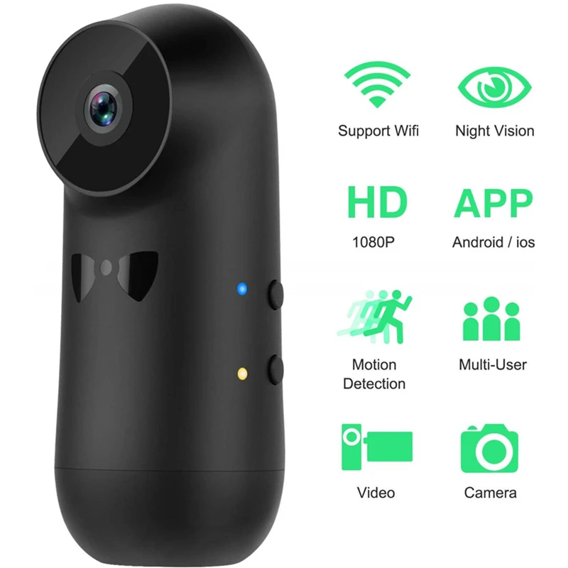 Мини-камера Wifi экшн-видеокамера для наблюдения 1080P HD Ночная широкоугольная маленькая Обнаружение движения Скрытая мини-камера