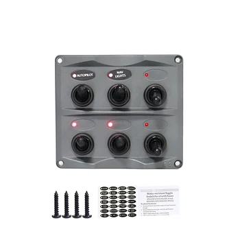 

IZTOSS 12V-24V DC 6 Gang Auto Circuit RV LED Toggle Rocker Switch Panel For RV Boat Car Accessories