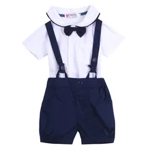 Chemise à manches courtes pour nouveau né, 2 pièces, en coton, à boutonnage simple, blanc, bleu