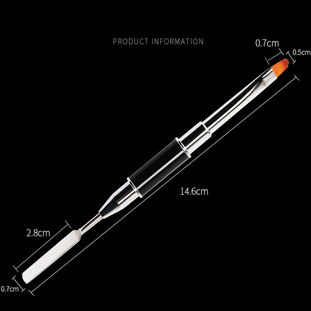 Double-headed Color Pen UV Builder Gel Nail Polish Brush Nylon Hair Flat Pusher Double headed design, easy and convenient to use