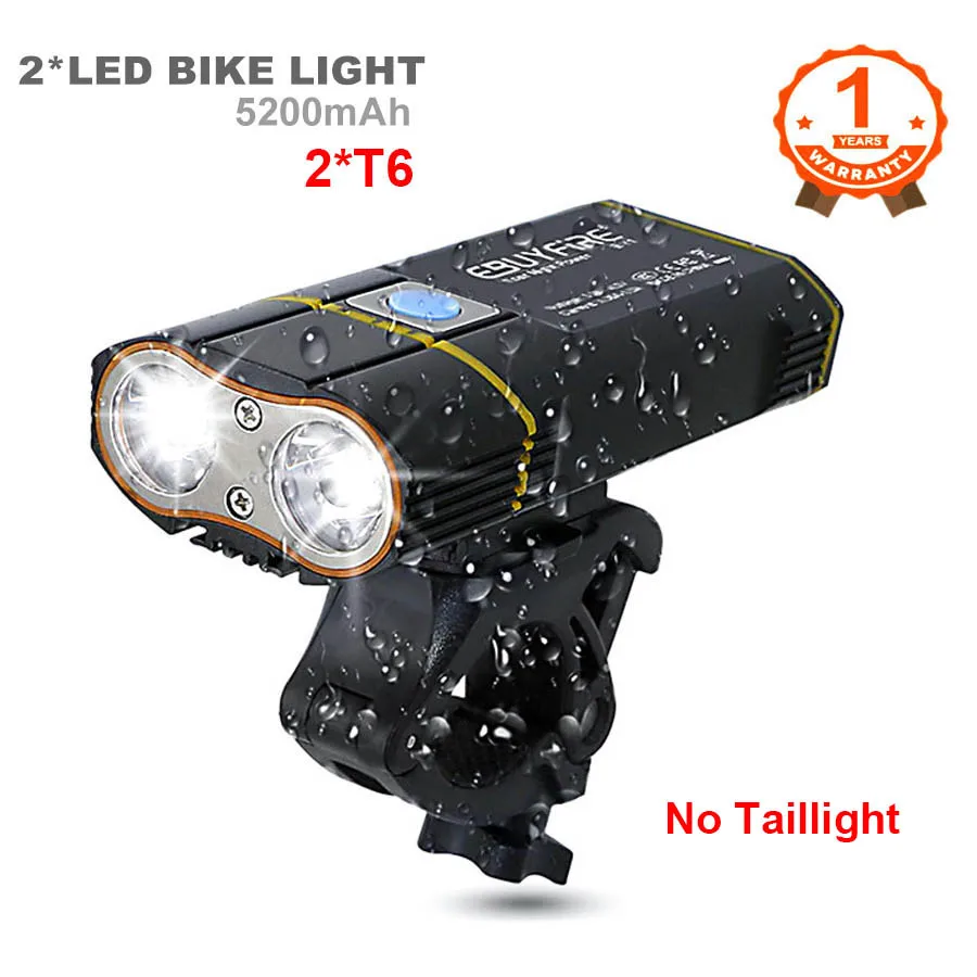 6000LM Bicycle Light 2x XML-L2 LED Bike Light With USB Rechargeable Battery Cycling Front Light +Handlebar Mount