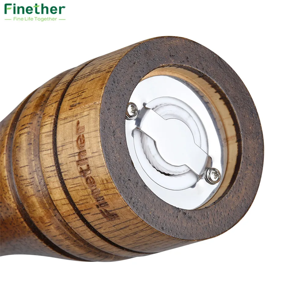 Finether Pepper Mills 8.7 inch Classical Wooden Pepper Sauce Spice Salt Corn Mill Grinder Hand Movement Convient Kitchen Tools4