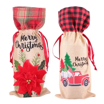 

2 Pcs Christmas Wine Bottle Cover for Christmas Dinner Wine Tasting Party Table Decorations
