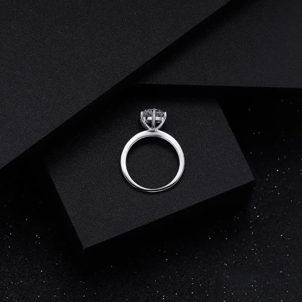 GEM'S балетное 925 пробы, серебряное кольцо, набор для женщин, свадебное роскошное кольцо 2.0Ct 9 мм, 6 Зубцов, Муассанит, EF цвет