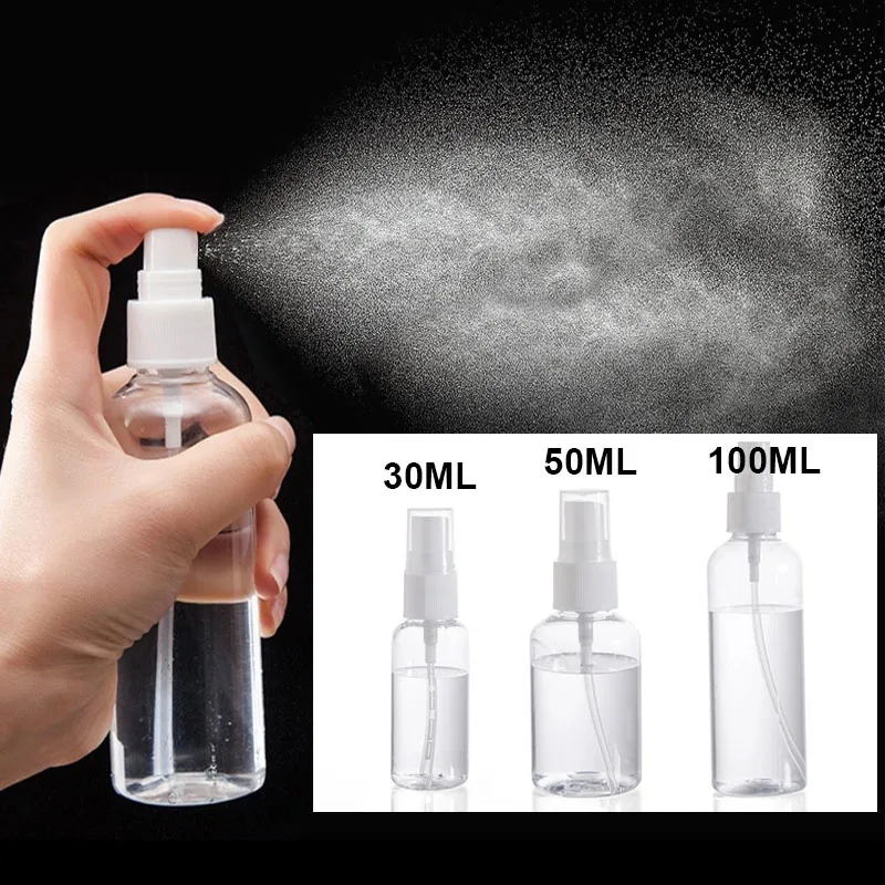 

30ml/ 50ml/ 100ml Portable Transparent Empty Spray Bottles Plastic Mini Empty Cosmetic Refillable Containers Bottle Disinfection