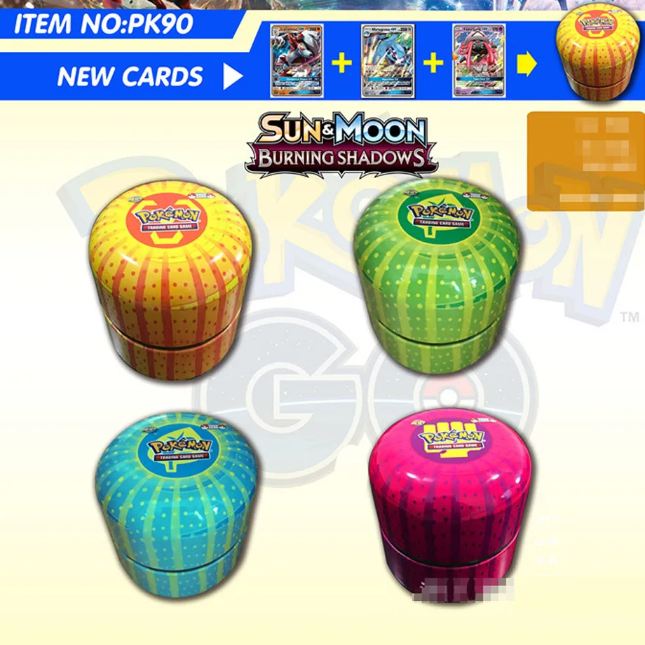 

New POKEMON Card English Pokemon Ptcg Round Tin Can 76 Cards Per Box Battle Collection Card Box Kids Toy Gift