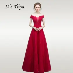 Это Yiya вечернее платье, с вырезом лодочкой Robe De Soiree сияющие хрустальные женские платья для вечеринок бордовый плюс размер длинное вечернее