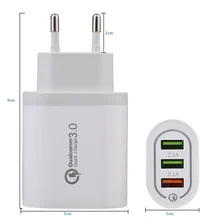 3 USB зарядное устройство QC3.0 Быстрая зарядка настенное зарядное устройство адаптер для мобильного телефона штепсельная вилка европейского стандарта Универсальное зарядное устройство для мобильного телефона s для всех телефонов