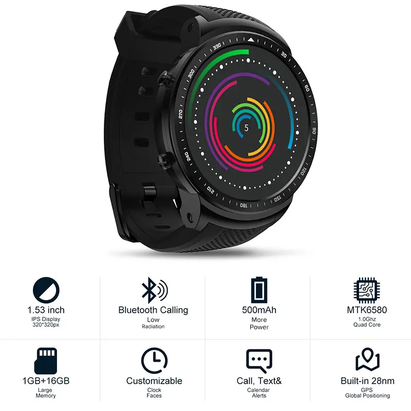 

Zeblaze Thor PRO 3G GPS Smartwatch with 1.53inch Android 5.1 1.0GHz 1GB+16GB Smart Watch BT 4.0 Wearable Devices Smartwatch