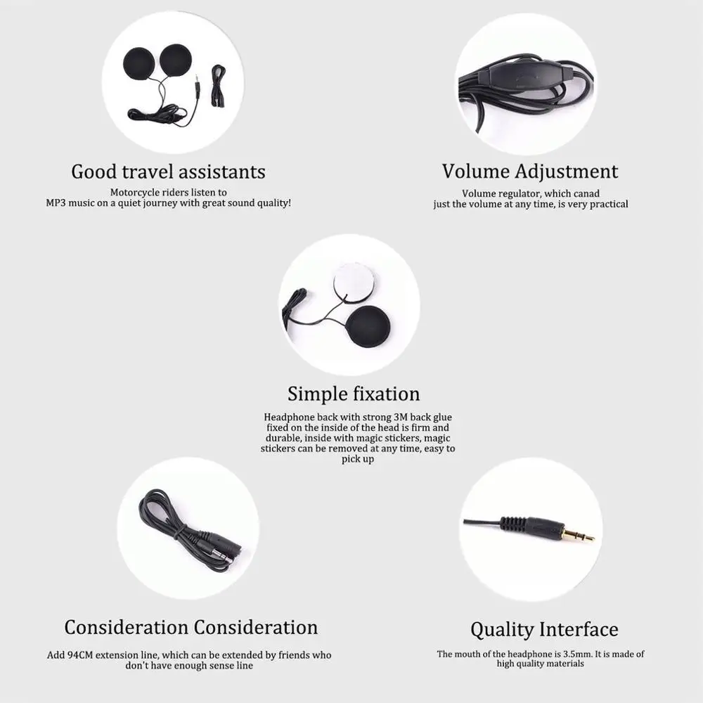  CS-083 Universal Kunststoff Headset Helm Mp3 Kopfhörer Headset GPS Navigation 35 MM Stecker Für Mot