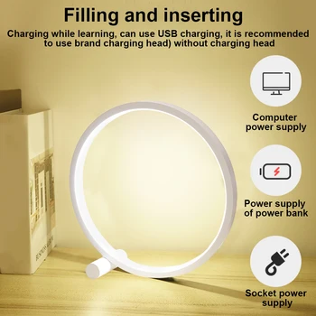 

Home Decor Table Lamp Living Room USB Charging Touch Dimmable Led Reading Desktop Night Light Simple For Bedroom Modern Circular