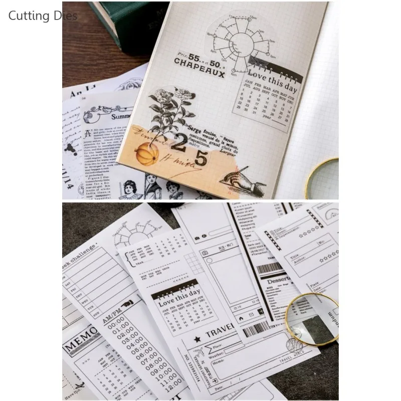 20Pcs/lot Vintage A6 Size Memory Vellum Paper Self-adhesive Background Stickers For Diy Scrapbooking Card Making Happy Planner
