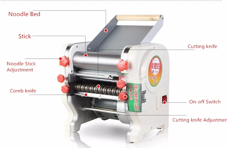 750W 220mm Wide Mult-functional Electric Pressing Machine Manual Stainless Steel Pasta Maker Noodle Dumpling Making Machine