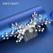Свадебные гребни для волос с кристаллами Mecresh Marquise/заколки, свадебные аксессуары для волос ручной работы, цветочные украшения для волос принцессы FS261